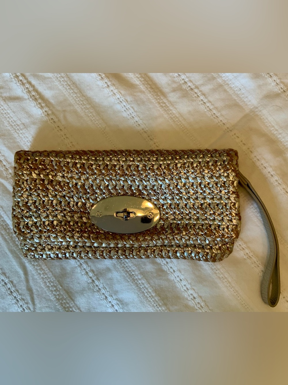 GAP Woven Metallic Gold Silver Wristlet Clutch